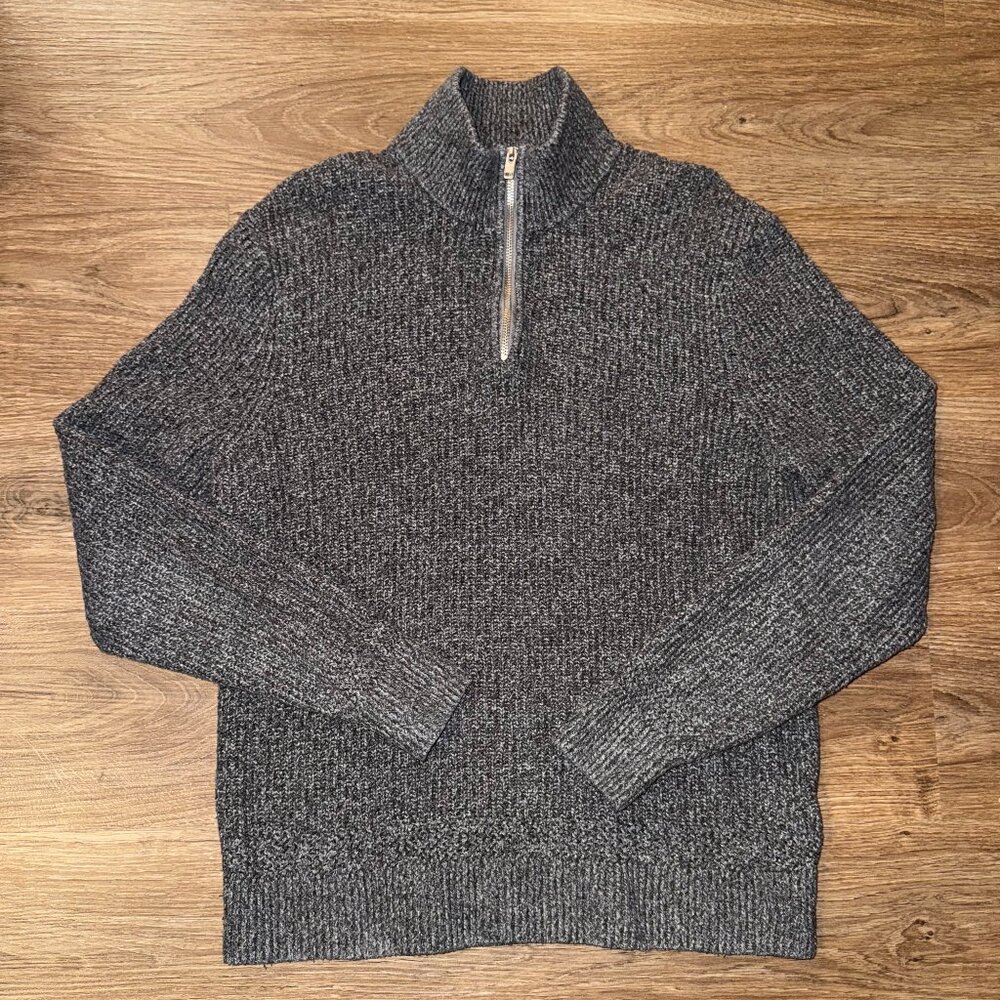 Abercrombie Dark Grey Elevated Quarter-Zip Sweater (Medium)